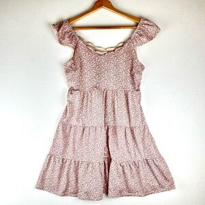 Monteau Floral‎ Scalloped Tiered Mini Dress Coquette Fairy